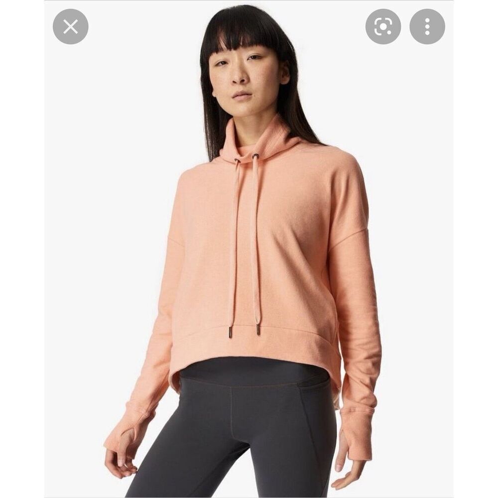 Sweaty Betty Harmonize Funnel Neck Sweatshirt Peach Cropped Pullover Size Large